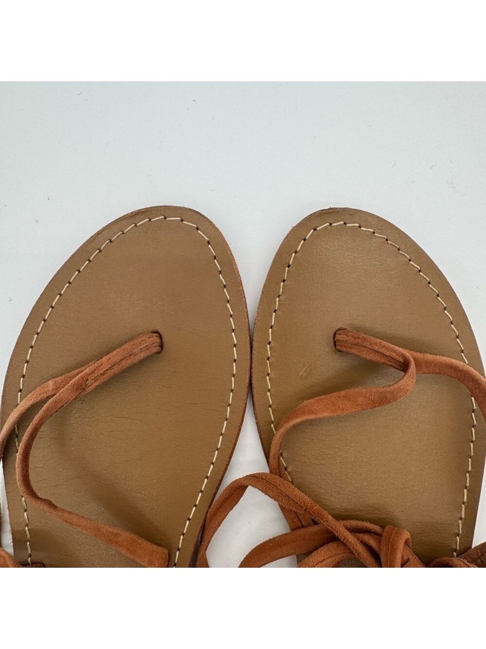Anthropology Pilcro Women's Tan Thong Tie-Up Ankle Sandals Size 9 - Picture 2 of 5
